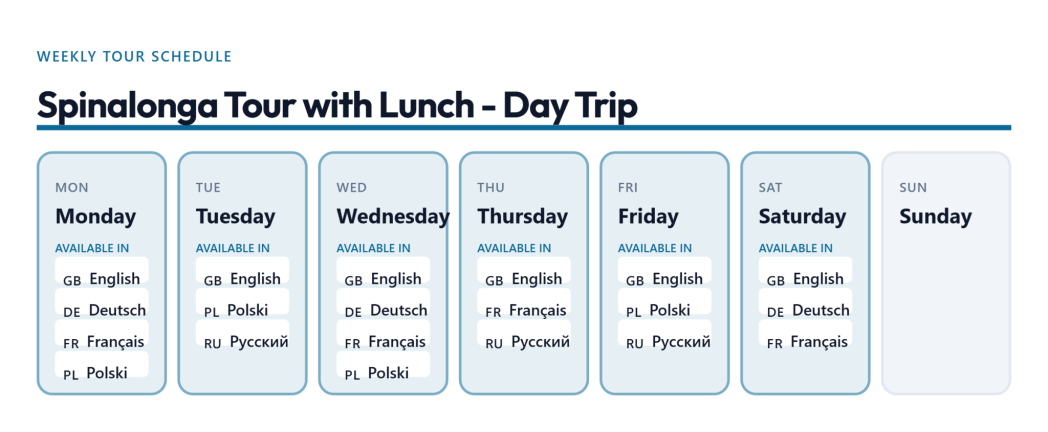 Spinalonga Tour with Lunch - Weekly Languages