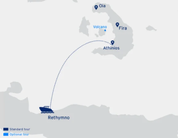 Rethymno to Santorini Sea Route